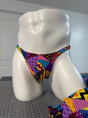 Colorful Geometric Patchwork Bikini Bottom